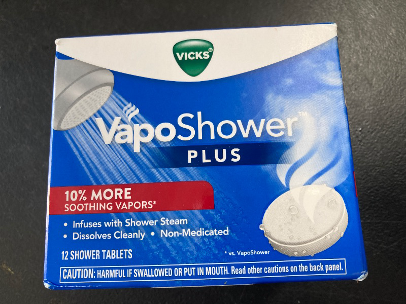 Photo 1 of Vicks, VapoShower Plus, Shower Steamers, Eucalyptus Shower Steamer & Menthol Scent, Clean Dissolving Vapor Shower Tablets, Aromatherapy Shower Steamer & Shower Bombs, 12 count