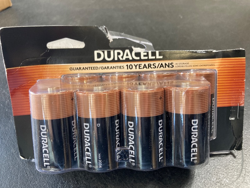 Photo 1 of Duracell Coppertop D Batteries, 8 Count Pack, D Battery with Long-lasting Power, All-Purpose Alkaline D Battery for Household and Office Devices