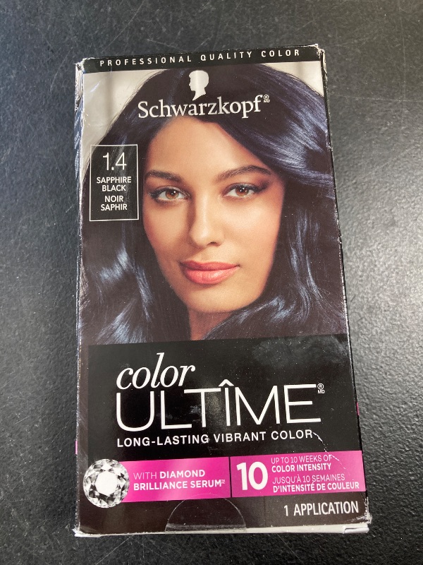 Photo 1 of Schwarzkopf Color Ultima Hair Color, 1.4 Sapphire Black, 1 Application - Permanent Black Hair Dye for Vivid Color Intensity and Fade-Resistant Shine up to 10 Weeks