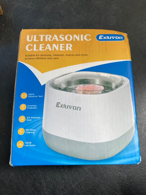 Photo 1 of Exluvon Ultrasonic Retainer Cleaner 45kHz, 250ML Portable Jewelry Cleaner, Professional Retainer Cleaner Machine for Denture, Mouth Guard, Aligner