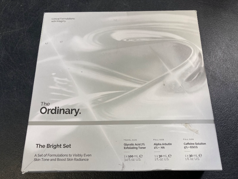 Photo 1 of The Ordinary The Bright Set, 3-Step Regimen for Radiant, Even Skin Tone with Glycolic Acid 7% Exfoliating Toner, Alpha Arbutin 2% + HA, and Caffeine Solution 5% + EGCG | Skin Care Set