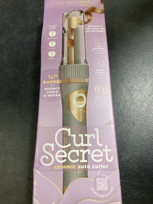 Photo 1 of INFINITIPRO BY CONAIR Curl Secret Automatic Curling Iron - 3/4-inch Barrel - Hair Curler for All Hair Types and Lengths - Dual Voltage for Worldwide Travel