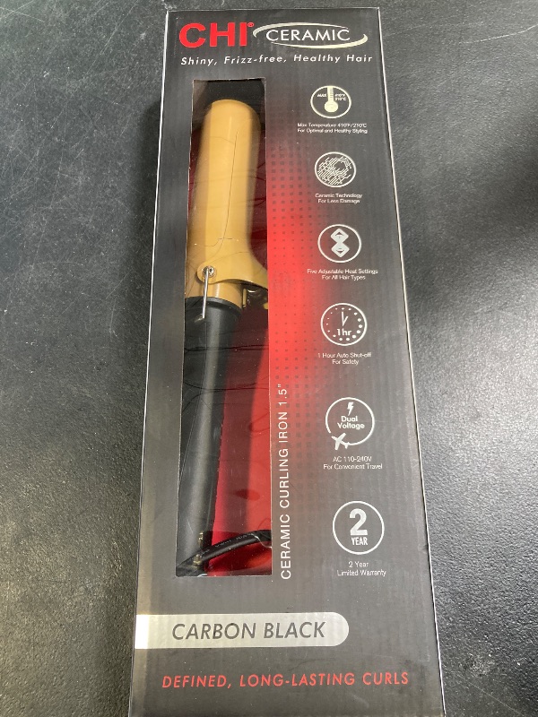 Photo 1 of CHI Ceramic Curling Iron, Hair Curler For Shiny, Frizz-Free, & Healthy Hair, Auto-Shut Off & 5 Foot Swivel Cord, 1.5" Barrel