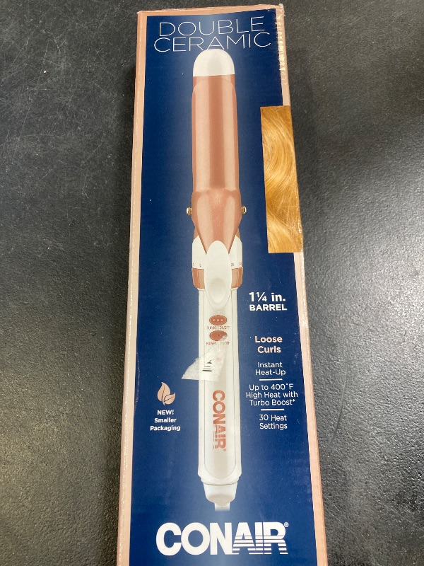Photo 1 of Conair Double Ceramic 1 1/4-Inch Curling Iron, 1 ¼ inch barrel produces loose curls – for use on medium and long hair