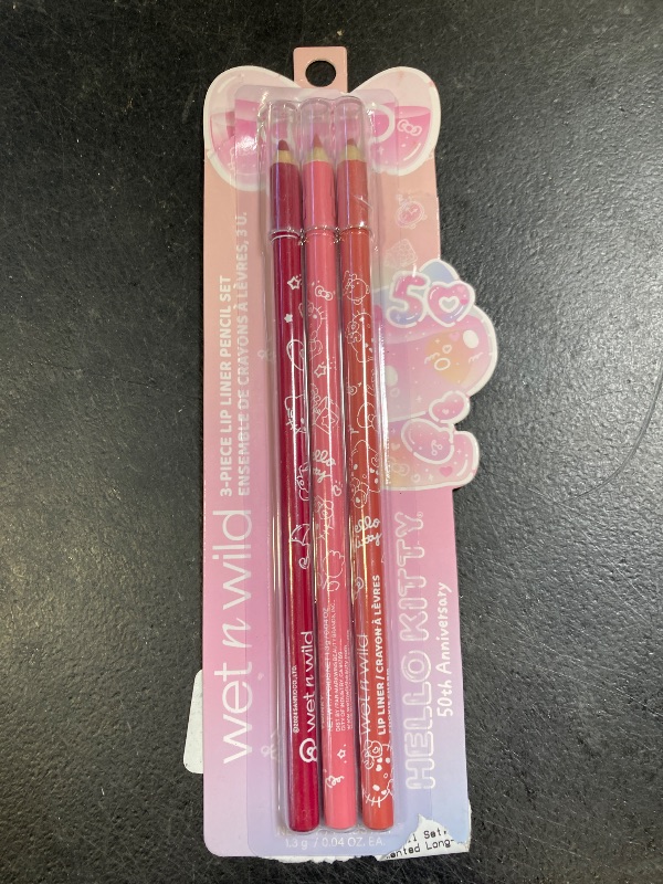 Photo 1 of wet n wild Hello Kitty 3-Piece Lip Liner Pencil Set, Lip Defining Silky Smooth Formula, Highly Pigmented Long-Wearing Finish, Cruelty-Free & Vegan