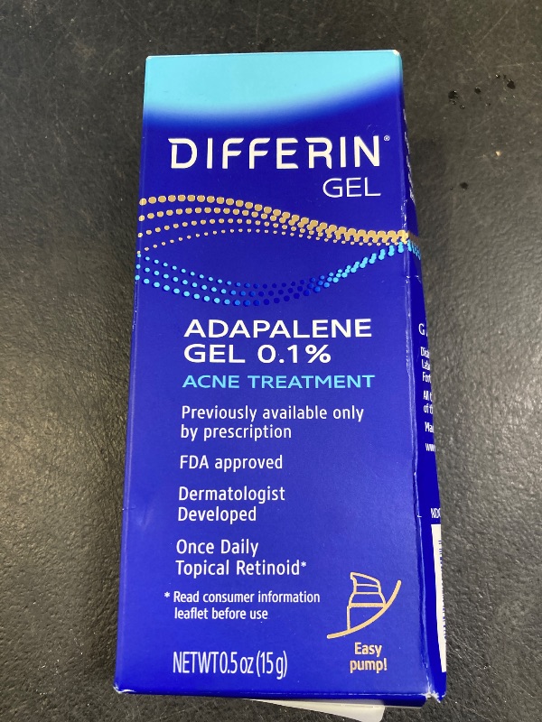 Photo 1 of Differin Acne Treatment Gel, 30 Day Supply, Retinoid Treatment for Face with 0.1% Adapalene, Gentle Skin Care for Acne Prone Sensitive Skin, 15g Pump (Packaging May Vary)