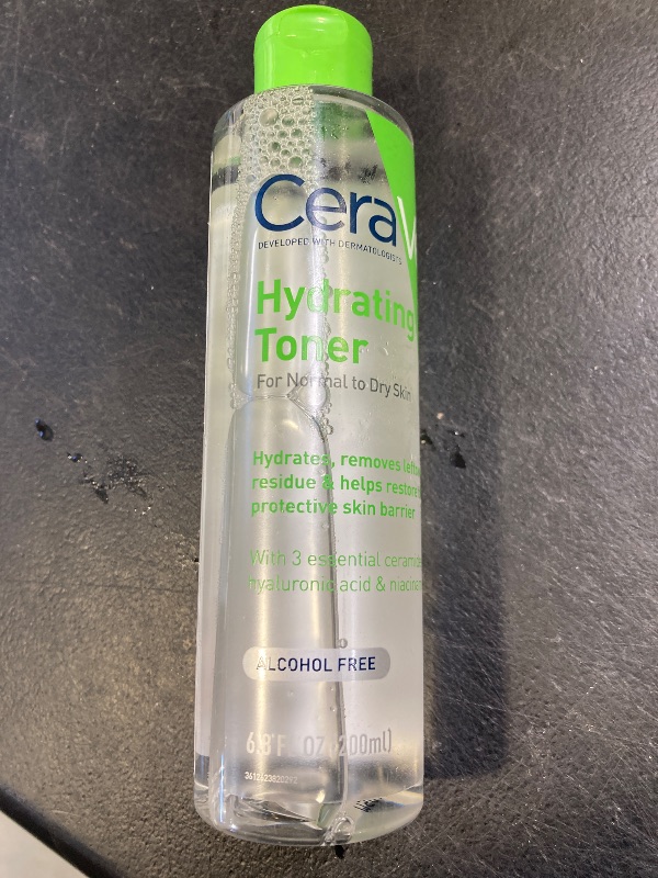 Photo 1 of CeraVe Hydrating Toner for Face Non-Alcoholic with Hyaluronic Acid, Niacinamide, and Ceramides for Sensitive Dry Skin, Fragrance-Free Non Comedogenic, Full Size, 6.8 Fl Oz