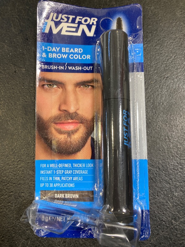 Photo 1 of Just for Men 1-Day Beard & Brow Color, Temporary Color for Beard and Eyebrows, For a Fuller, Well-Defined Look, Up to 30 Applications, Dark Brown