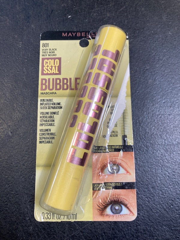 Photo 1 of Maybelline The Colossal Bubble Washable Mascara, Buildable Mascara Volume and Length Formula for Bold, Separated Lashes, Very Black, 1 Count