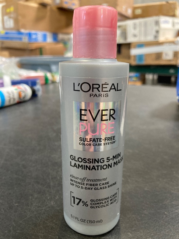 Photo 1 of L'Oreal Paris Glossing Lamination Hair Mask with Glycolic Acid, Hair Treatment for Lasting Shine and Smoothness for Dull, Dry Hair, EverPure, 5.1 Fl Oz