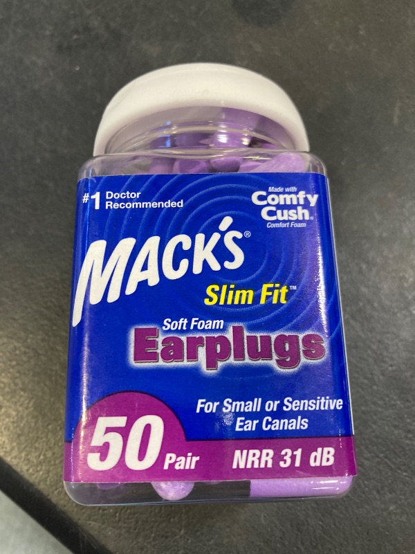 Photo 1 of Mack's Slim Fit Soft Foam Earplugs, 50 Pair - Small Ear Plugs for Sleeping, Snoring, Traveling, Concerts, Shooting Sports & Power Tools | Made in USA