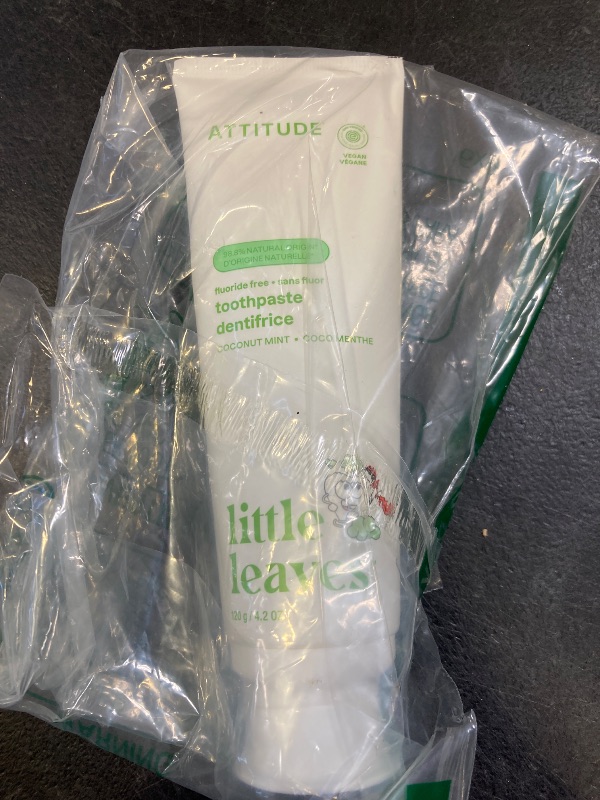 Photo 1 of ATTITUDE Fluoride-Free Toothpaste, Plant- and Mineral-Based Ingredients, Vegan, Cruelty-Free and Sugar-Free, Coconut and Mint 4.2 Oz