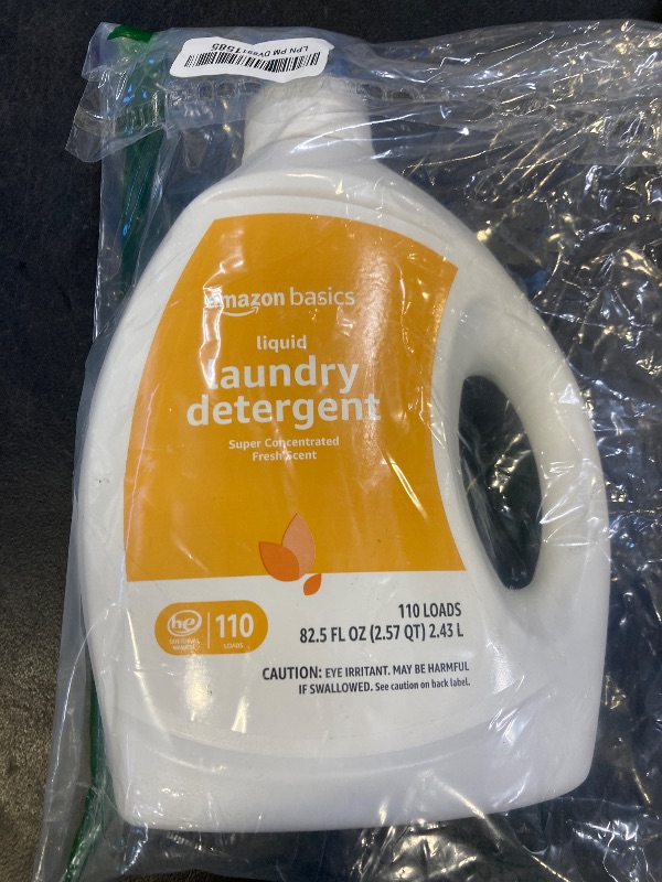 Photo 1 of Amazon Basics Laundry Detergent Liquid, Concentrated, Fresh Scent, 110 Loads, 82.5 Fl Oz (New Packaging)