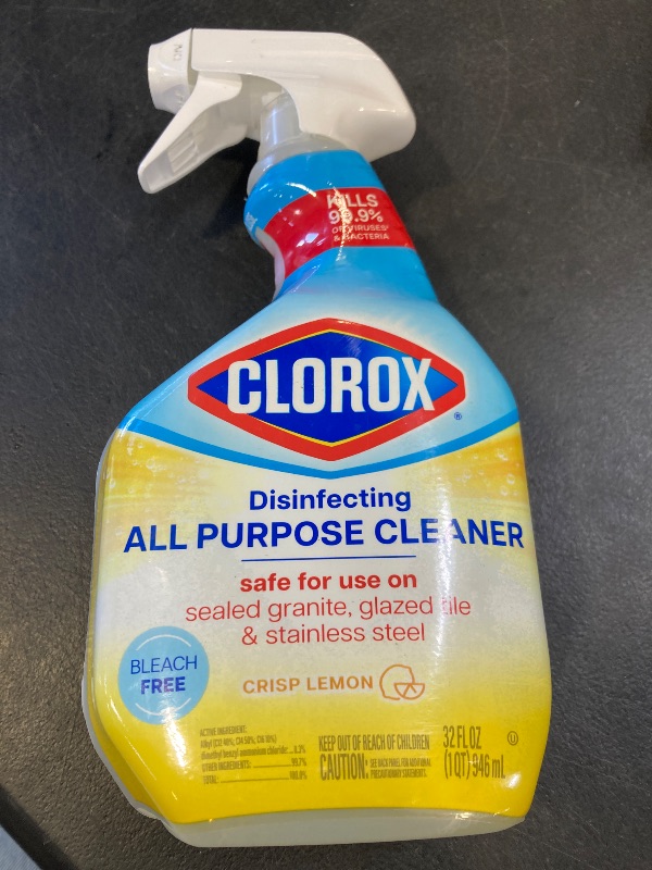 Photo 1 of CLOROX Disinfecting All Purpose Cleaner, Bleach Free, Crisp Lemon, 32 Fluid Ounces (Pack May Vary)