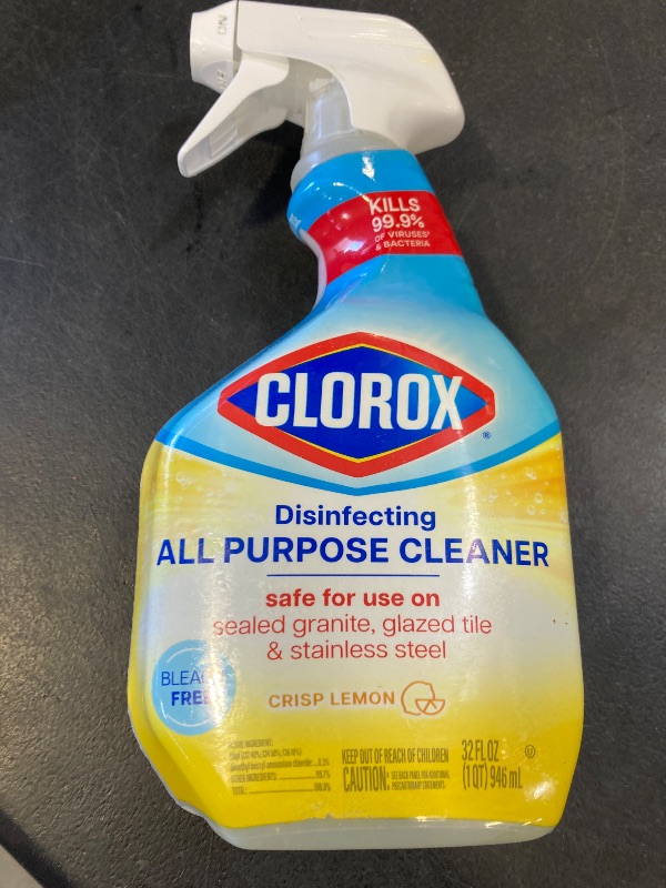 Photo 1 of CLOROX Disinfecting All Purpose Cleaner, Bleach Free, Crisp Lemon, 32 Fluid Ounces (Pack May Vary)