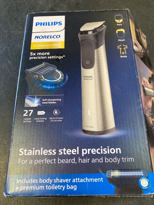 Photo 1 of Norelco Philips Multigroom 9000 Series, All-in-One Trimmer, Beard Trimmer and Hair Clipper, 23-Piece Men's Grooming Kit for Beard, Body, Face, Nose, Ear and Intimate Areas, MG9520/50