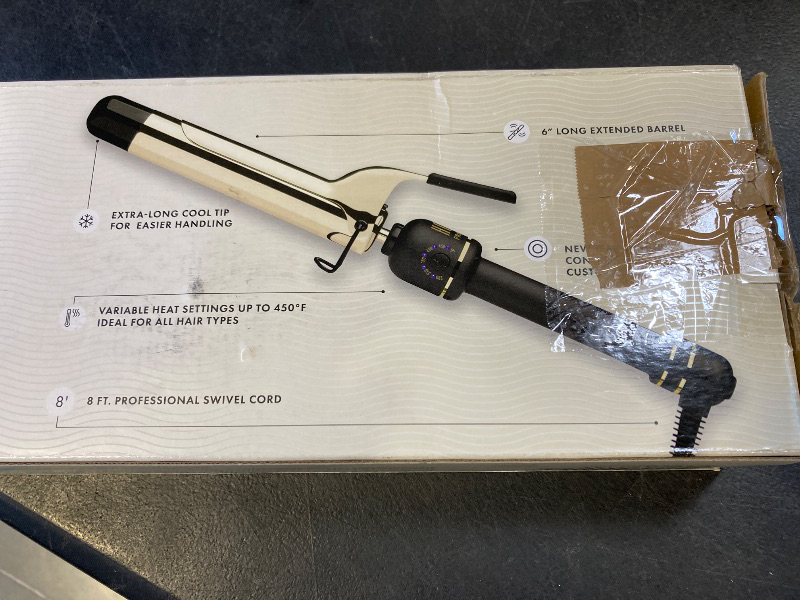 Photo 1 of HOT TOOLS 24K Gold Professional 1 1/4" Extended Barrel Curling Iron with Clamp for Tousled Curls - 24K Gold Technology for Long-Lasting Results & Longer Barrel for Easy Styling
