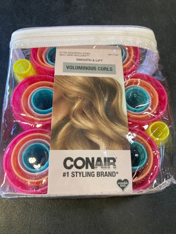 Photo 1 of Conair Heatless Curlers- heatless curls overnight - Hair Rollers for Lift & Volume - Assorted Sizes and Colors - Velcro Rollers - 31 Count w/storage case
