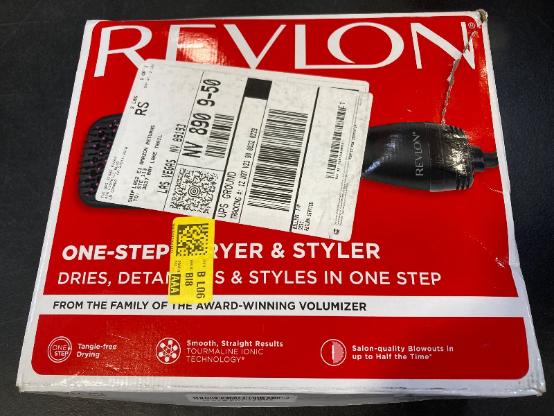 Photo 1 of REVLON One-Step Hair Dryer and Styler, All-in-One Detangling and Straightener Brush for Salon-Quality Smooth, Straight Hair, More Shine and Less Frizz, Black