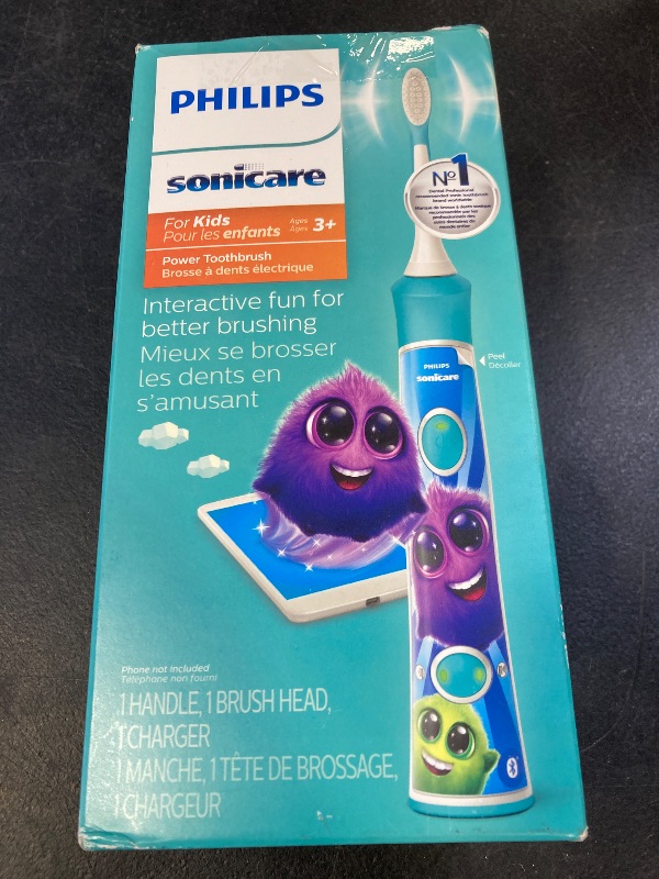 Photo 1 of Philips Sonicare for Kids 3+ Bluetooth Connected Rechargeable Electric Power Toothbrush, Interactive for Better Brushing, Turquoise, HX6321/02