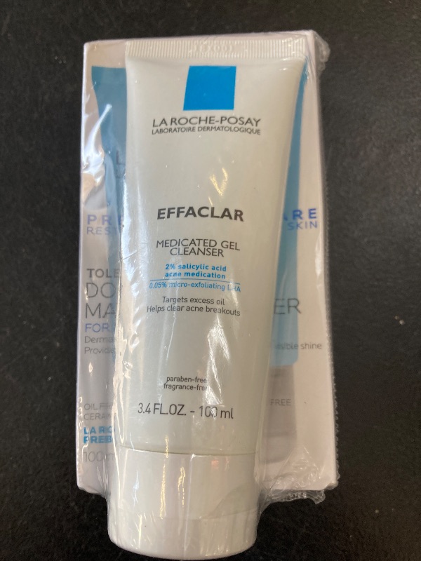 Photo 1 of La Roche-Posay Acne Skin Care Set, Toleriane Double Repair Matte Moisturizer 75ml & Effaclar Medicated Gel Cleasner 100ml, Gel Moisturizer with Niacinamide & Acne Cleasner with Salicylic Acid