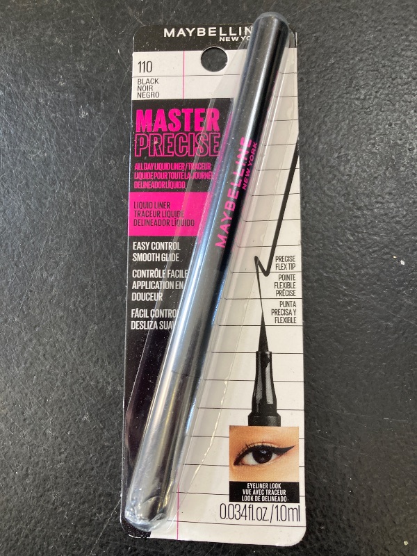 Photo 1 of Maybelline Eyestudio Master Precise All Day Waterproof Liquid Eyeliner Makeup, Black, 1 Count (Packaging May Vary)
