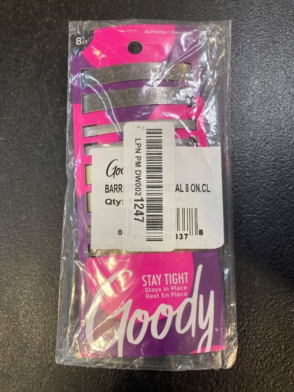 Photo 1 of Goody Stay Tight Hair Barrettes - 8 Ct, Assorted Metallic Colors, Non-Slip Flat Hair Clips, Comfortable & Versatile Hair Accessories for Women & Men, Hair Clips for All Hair Types