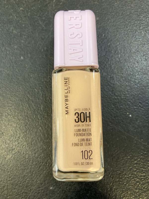 Photo 1 of Maybelline Super Stay Lumi-Matte Foundation, Lightweight and Buildable Full Coverage Foundation Makeup For Up To 30HR Wear, 102, 1 Count