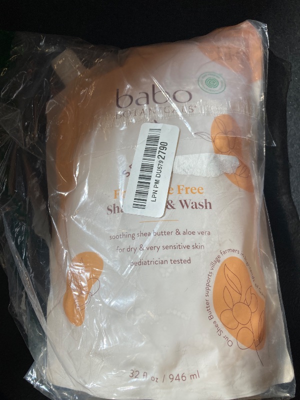 Photo 1 of Babo Botanicals Sensitive Baby Fragrance-Free 2-in-1 Shampoo & Wash - Shea Butter, Calendula & Aloe Vera - EWG Verified - Cruelty-Free- Pediatrician Tested - For Babies & Kids - Refill pouch 32 fl.oz.
