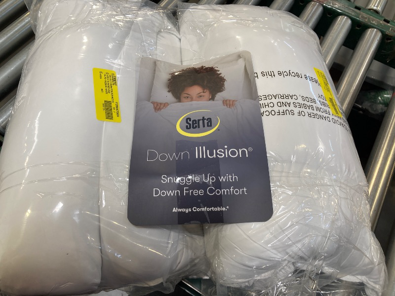 Photo 1 of Down Illusion Soft Hypoallergenic Soft/Medium Bed Pillows for Side, Stomach or Back Sleepers (2 Pack), Queen, White