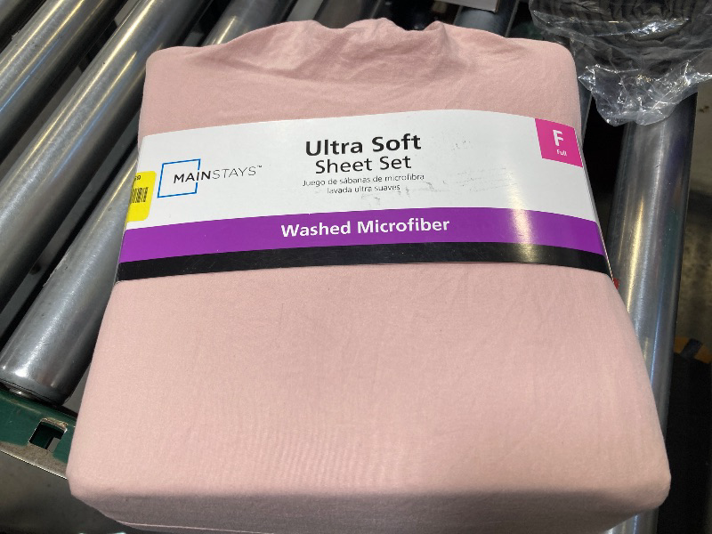 Photo 1 of Mainstays Washed Ultra Soft Microfiber Bed Sheet Set, Full, Pink Blush, 4 Piece