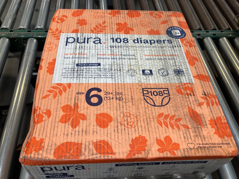Photo 1 of Pura Sensitive Soft Sustainable Baby Diapers Size 6, 108 Count