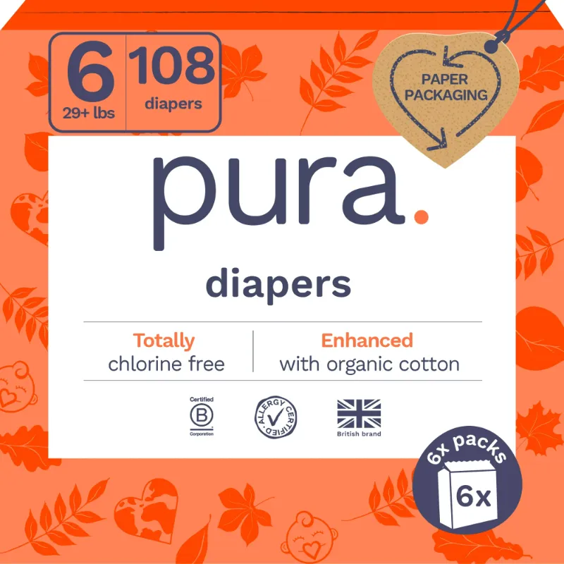 Photo 1 of Pura Sensitive Soft Sustainable Baby Diapers Size 6, 108 Count