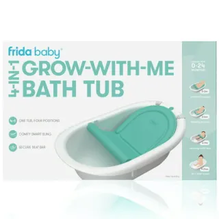 Photo 1 of Frida Baby 4 in 1 Grow with Me Baby Bathtub for Newborn to Toddler, White, Rigid Baby Bath, Unisex