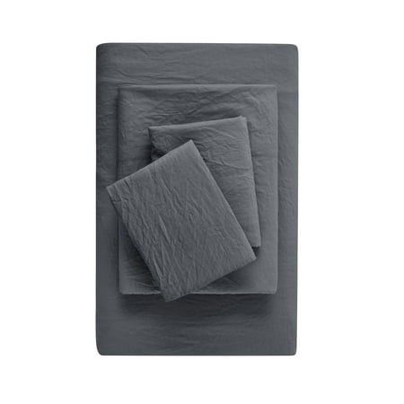 Photo 1 of Mainstays Washed Ultra Soft Recycled Microfiber Bed Sheet Set King Soothing Grey 4 Piece
