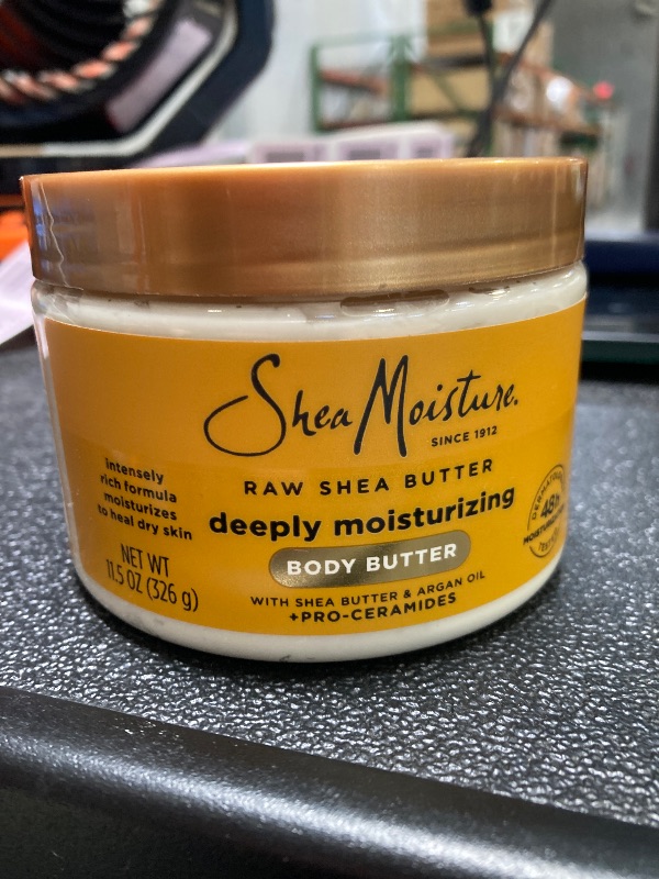 Photo 1 of SheaMoisture Deeply Moisturizing Body Butter with Raw Shea Butter, Argan Oil and Pro-Ceramides, Rich Hydration & Healing of Dry Skin, 48H Moisturizing 11.5 oz