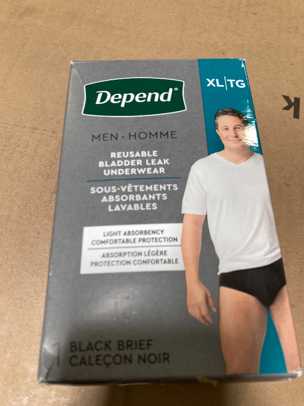 Photo 1 of Depend Washable Adult Incontinence Underwear for Men, Reusable, Light Absorbency, XL, Black, 1 Count