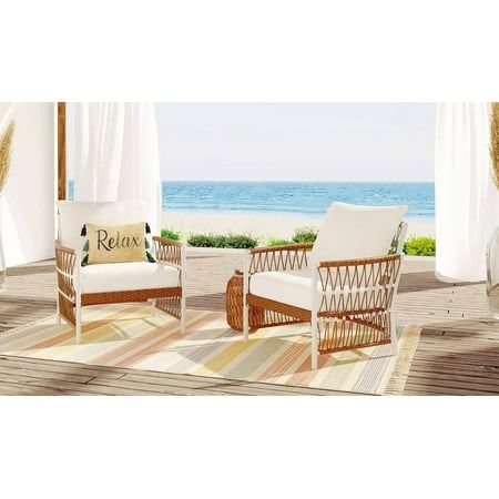 Photo 1 of Better Homes & Gardens Lilah 2-Pack Outdoor Wicker Lounge Chair White