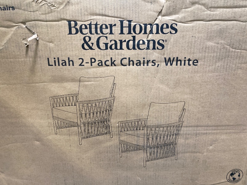 Photo 1 of Better Homes & Gardens Lilah 2-Pack Outdoor Wicker Lounge Chair White