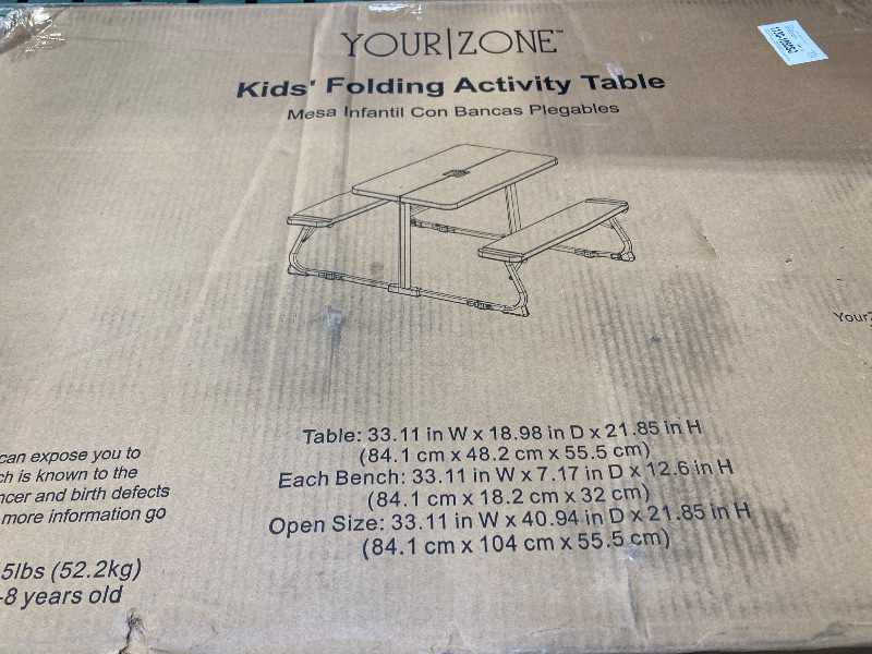 Photo 1 of Your Zone Folding Kid's Picnic Activity Table for Ages 3-8, Navy 