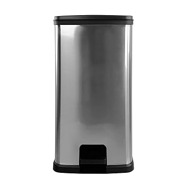Photo 1 of 13.2 Gallon Trash Can, Plastic Rectangular Step Kitchen Trash Can, Silver
