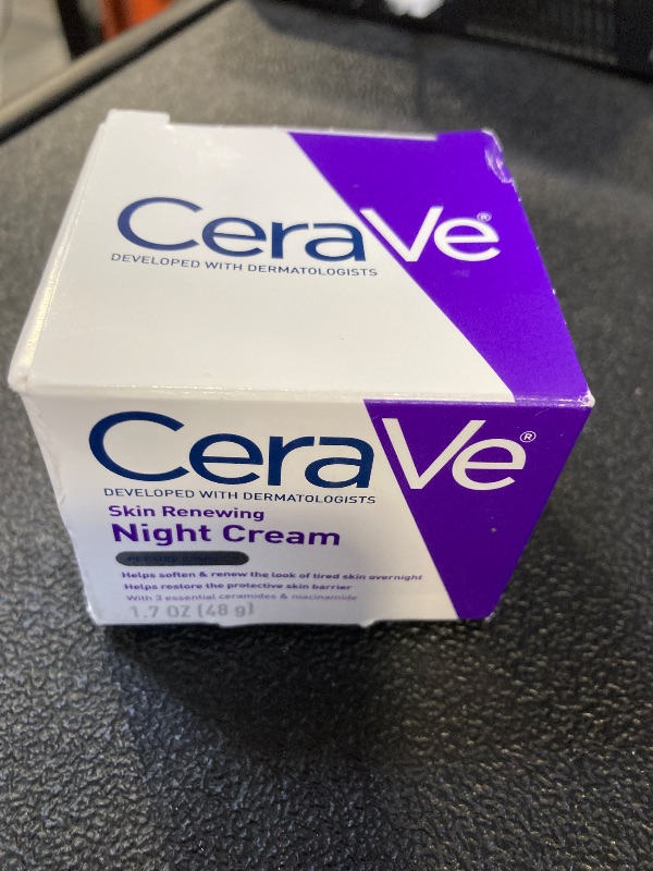 Photo 1 of CeraVe Skin Renewing Night Cream, Niacinamide, Peptide Complex, and Hyaluronic Acid Moisturizer for Face, 1.7 Ounce, Packaging may Vary