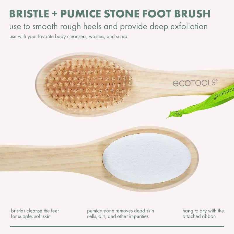 Photo 1 of EcoTools Foot Brush + Pumice, Foot Scrubber Brush for Cleansing & Dead Skin Removal, Reveal Smooth, Soft Feet, Foot Brush for Shower & Bath, Eco-Friendly, Cruelty-Free Bristles

