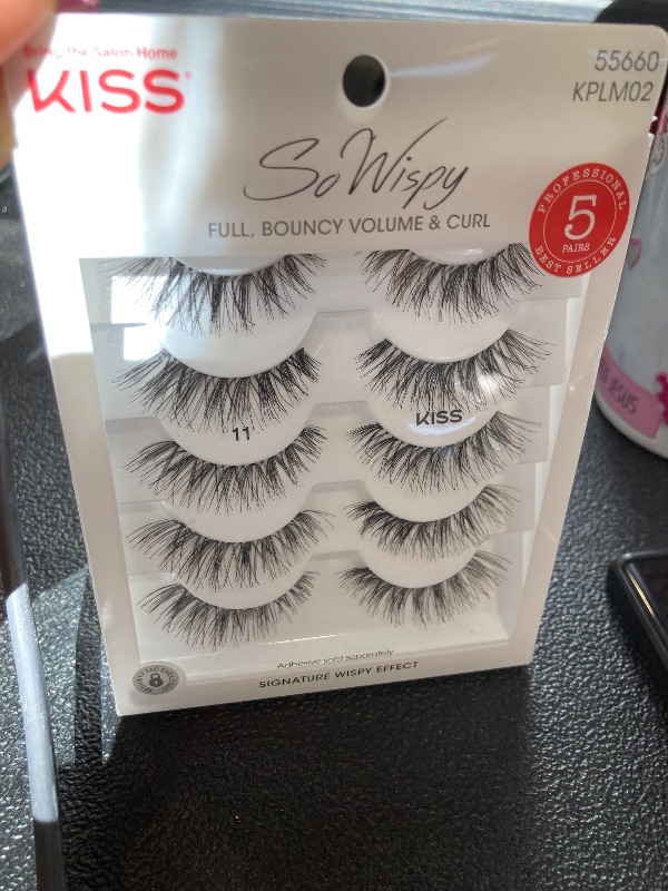 Photo 1 of KISS So Wispy False Eyelashes Multipack #11, Full Bouncy Volume & Curl, Signature Wispy Effect, Quality Synthetic, Crisscross Pattern, Cruelty Free, Reusable and contact lens friendly, 5 Pairs