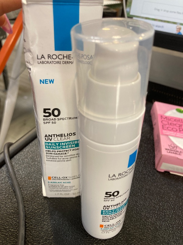 Photo 1 of La Roche Posay Anthelios UV Clear Sunscreen SPF 50, Daily Sunscreen for Face with Azelaic Acid, Broad Spectrum Invisible SPF Protection for Acne and Rosacea Prone Skin