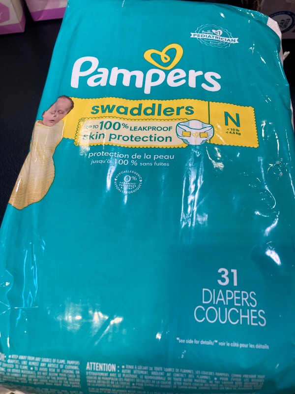 Photo 1 of Pampers Baby Diapers - Swaddlers - Size 0, 31 Count, Ultra Absorbent Disposable Newborn Diaper