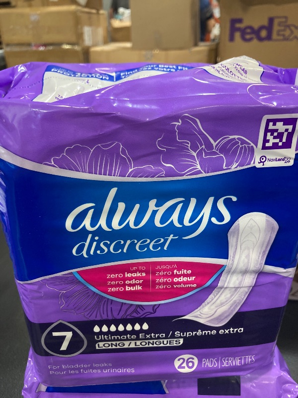 Photo 1 of Always Discreet Incontinence Pads, Ultimate Extra Protect Absorbency, Regular Length, 26 CT