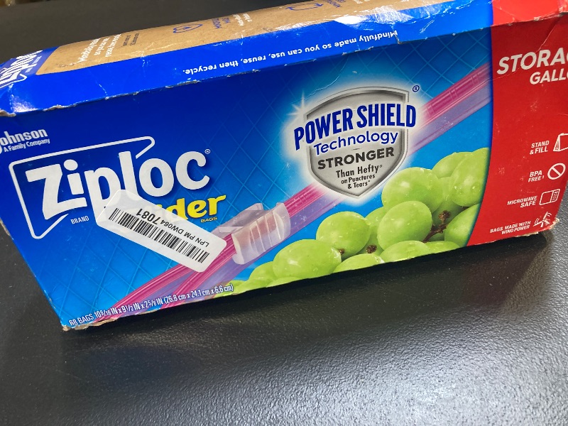 Photo 1 of Ziploc Gallon Food Storage Slider Bags, Power Shield Technology for More Durability, 68 Count