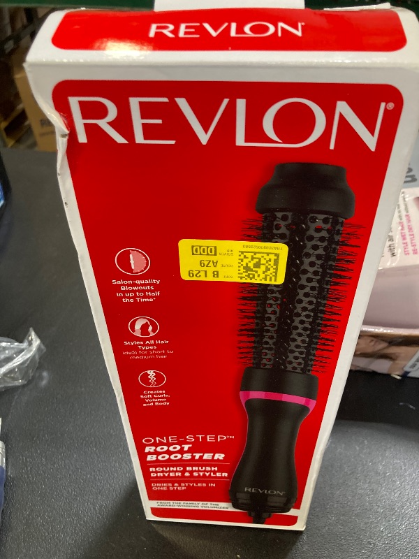 Photo 1 of REVLON One-Step Hair Dryer and Styler - Root Booster Round Brush for Styling, Dryer Brush for Fast and Easy Salon-Quality Blowout, More Shine and Less Frizz (1-1/2 in)