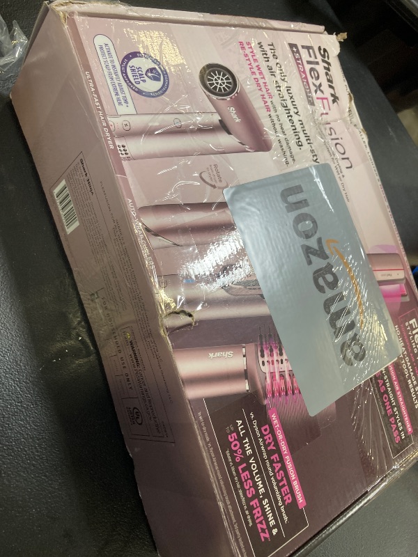 Photo 1 of Shark FlexFusion Hair Straightener & Powerful Hair Dryer with Fusion Hair Brush, Ceramic Air Styler with Auto-Wrap Hair Curlers & Concentrator, Ceramic Plates, Cosmic Blush HD641S